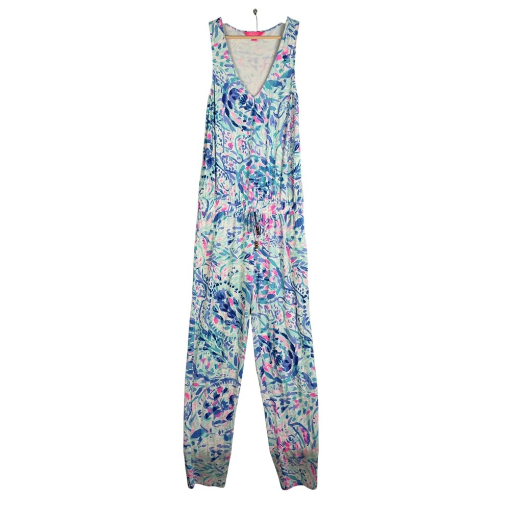 Lilly Pulitzer Blue Pink Green Printed Sleeveless Jumpsuit